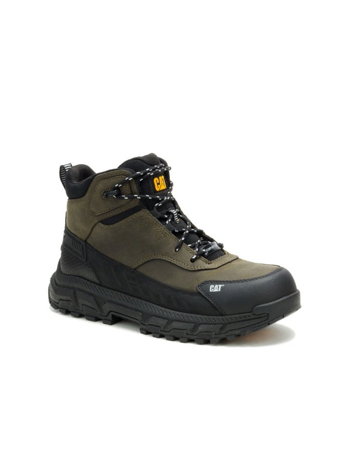 CATERPILLAR BOOOSTER CT Olive Men’s Safety Shoe – Full Grain Leather, Composite Toe, Slip‑Resistant,Electrical Hazard - Image 1